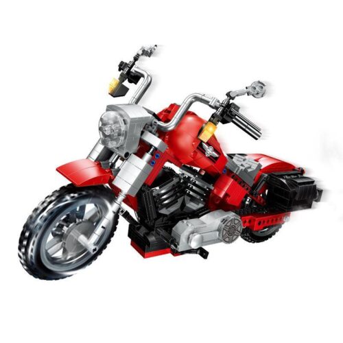 Mô hình đồ chơi lắp ráp Mô tô Harley-Davidson Ruizhi Feng 840 màu đỏ đen hầm hố, phù hợp cho con trai 6 tuổi, giá rẻ.