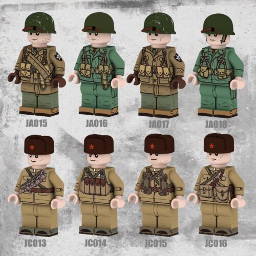 Bộ 8 minifigure lính Mỹ và lính Chí Nguyện Quân Trung Quốc Ruizhi JC015 trong chủ đề Chiến tranh Triều Tiên, đồ chơi mô hình cho bé trai 8 tuổi giá rẻ.