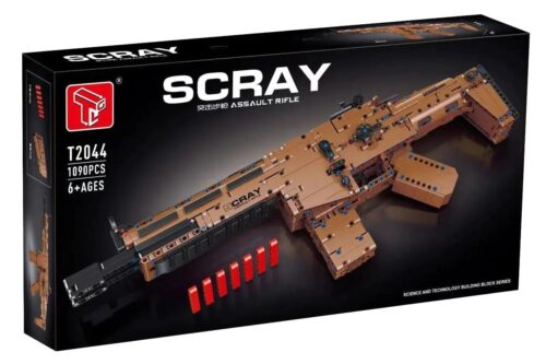 Mô hình súng trường tấn công SCAR T2044 màu nâu, 1090 chi tiết, 6+ tuổi, có thể bắn đạn nhựa, mô phỏng chân thực