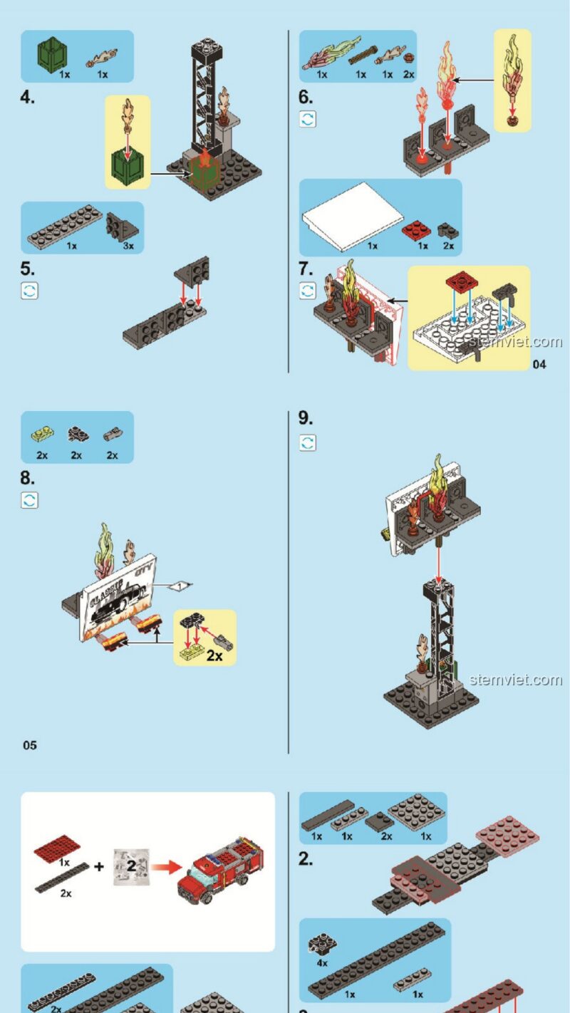 Sách lắp ghép SEMBO 03035 Đội Cứu Hỏa, Hướng dẫn SEMBO 603035 Máy Bay Chữa Cháy PDF gốc chất lượng cao