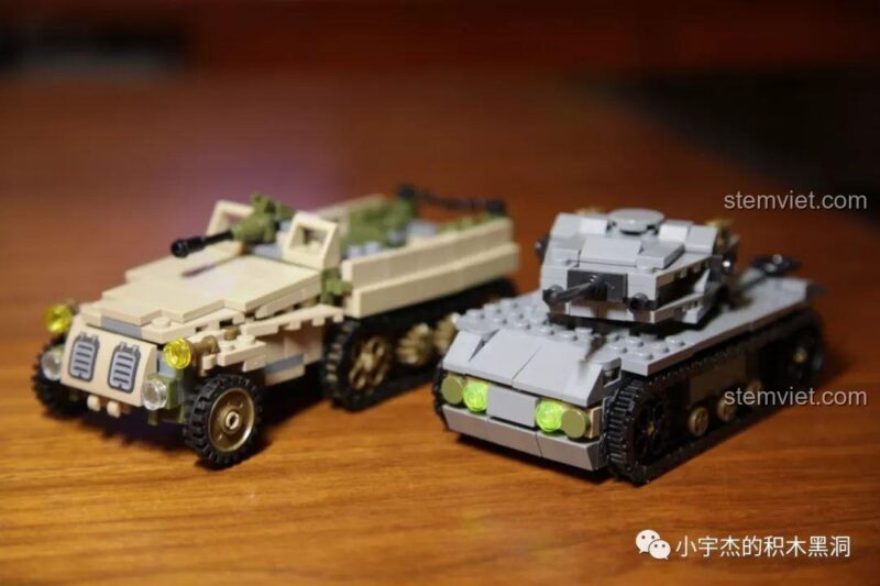 Hai mô hình hợp thể lớn: xe tăng và xe bán xích từ bộ SEMBO 101114.