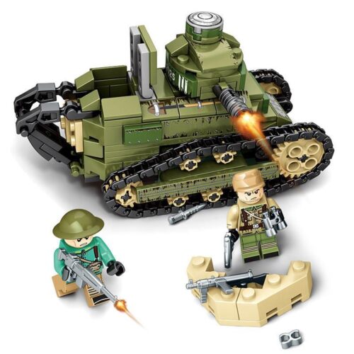 Bộ lắp ráp xe tăng Renault FT-17 SEMBO 101269 với 2 minifigure lính, đồ chơi cho bé trai 6 tuổi giá rẻ.