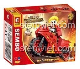 đồ chơi xếp hình Sembo 1014 mô hình mô tô Lửa và chiến binh Ngự Long, đồ chơi cho con trai 6 tuổi.