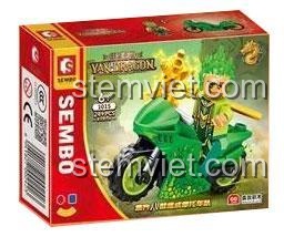 Hộp sản phẩm bộ lắp ghép SEMBO 1015 Mô tô chiến binh Ngự Long màu xanh lá, 24 mảnh, cho con trai 6 tuổi.