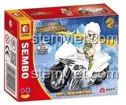 Hộp trưng bày trọn bộ 8 mô hình lắp ráp xe máy chiến binh Yan Dragon Sembo 1014-1021, đồ chơi giá rẻ cho bé trai 6 tuổi.