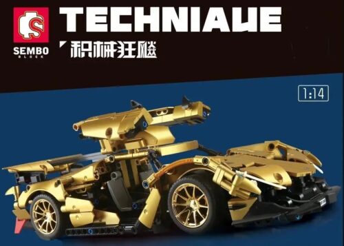 Bộ lắp ráp Siêu xe thể thao vàng SEMBO 102164 tỉ lệ 1:14, đồ chơi mô hình Technic màu vàng kim sang trọng cho bé trai 8 tuổi, giá tốt.