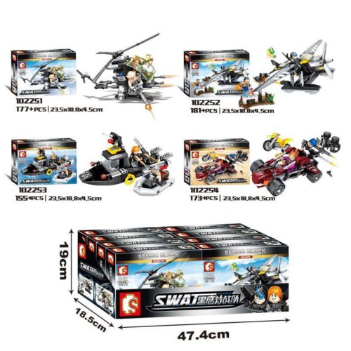 Bộ lắp ghép đặc nhiệm SWAT SEMBO 102254 xe địa hình và mô tô, 173 mảnh ghép, dành cho bé trai 6 tuổi, giá tốt
