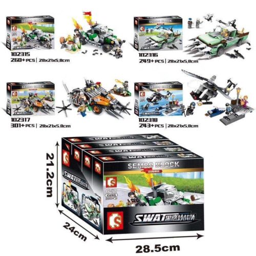 Bộ lắp ghép Đội Đặc Nhiệm SWAT SEMBO 102315 cho bé trai 6 tuổi, đồ chơi lắp ráp xe quân sự SWAT giá tốt, mô hình biệt đội Ưng Đen chiến dịch biên giới.