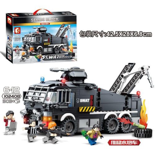Bộ lắp ráp SEMBO 102408 Xe Phun Nước Chống Bạo Động SWAT hầm hố, đồ chơi mô hình chất lượng cao cho bé trai 6-12 tuổi, giá tốt.