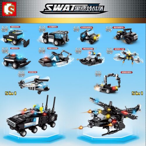 Bộ Lắp Ráp Đội Đặc Nhiệm Ưng Đen 10 Xe Chiến Đấu SEMBO 102504 sách lắp ghép SEMBO 495 Xe quân sự