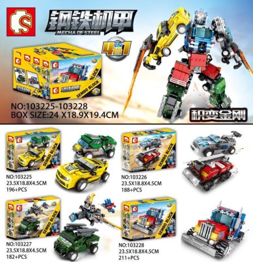 Bộ lắp ghép Robot Hợp Thể Thép Sembo 103225-103228 4 trong 1, đồ chơi lắp ráp Robot Biến Hình cho bé trai 6 tuổi, giá tốt.