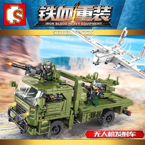 Bộ đồ chơi SEMBO 105621 Xe Tải Quân Sự Phóng Máy Bay Không Người Lái, đồ chơi lắp ráp xe quân sự cho bé trai 6 tuổi, giá tốt.