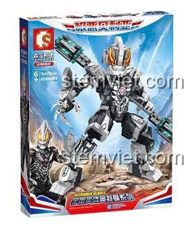 Hộp sản phẩm bộ lắp ghép SEMBO 108688 Ultraman Belial, đầy đủ chi tiết 542 mảnh, đồ chơi giáo dục sáng tạo cho bé trai.