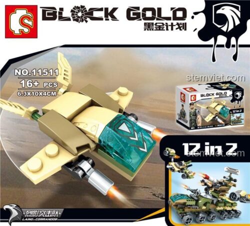 Đồ chơi lắp ráp SEMBO 11511, mô hình hợp thể xe tăng drone từ 12 xe nhỏ, đồ chơi sáng tạo cho con trai.