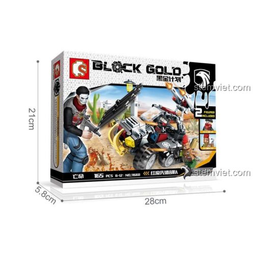 Hộp đồ chơi mô hình SEMBO 11660 Xe quân sự Black Gold, 165 chi tiết, quà tặng cho con trai.
