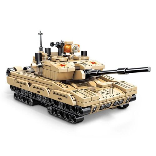 Mô hình lắp ráp xe tăng Type 99 màu nâu cát, một trong 10 mẫu xe quân sự từ bộ đồ chơi lắp ráp SEMBO 203129-203138, phù hợp bé trai 6 tuổi, giá tốt.