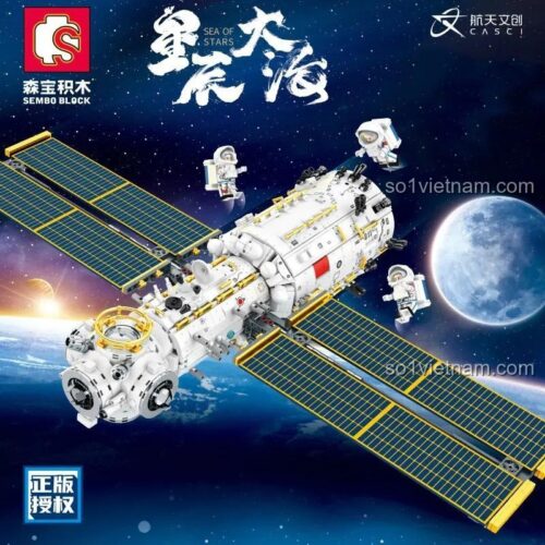 Hộp bộ xếp hình SEMBO 203337 Khoang Lõi Thiên Hòa, đồ chơi lắp ráp Trạm Vũ trụ Trung Quốc, 3227 chi tiết, quà tặng bé trai 6 tuổi
