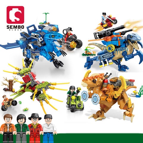 Bộ lắp ghép Khủng long chiến đấu SEMBO 205032, đồ chơi lắp ráp Khủng long cơ khí cho bé trai 6 tuổi, giá tốt, chất lượng cao, có minifigure và xe đi kèm.