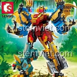 Mô hình Siêu Robot Khủng Long Hợp Thể từ bộ xếp hình SEMBO 205074, đồ chơi sáng tạo cho con trai.