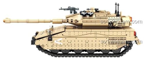 Xe tăng chiến đấu chủ lực Merkava 4 SEMBO 207005, bộ lắp ghép quân sự cho bé trai 6 tuổi, tháp pháo xoay, ống phóng bắn đạn, cửa khoang mở, giá tốt