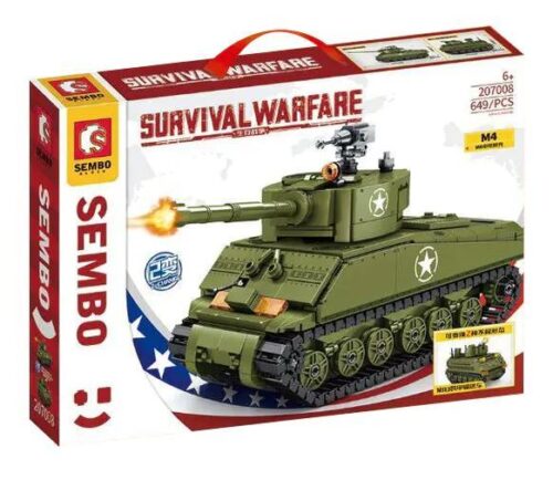 Hộp sản phẩm bộ đồ chơi xe tăng M4 Sherman SEMBO 207008