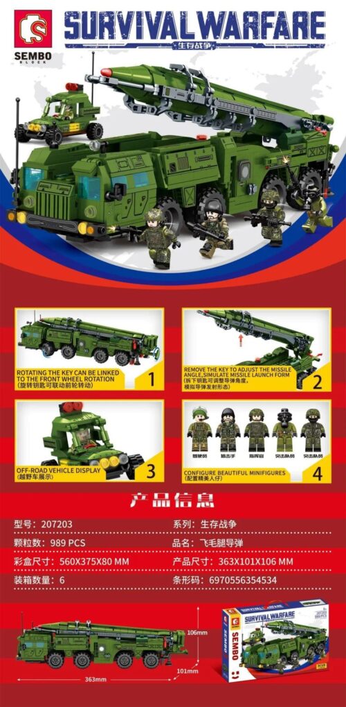 bộ lắp ráp Xe Tải Tên Lửa Scud SEMBO 207203. Món đồ chơi quân sự cho bé trai 6 tuổi, giá rẻ.