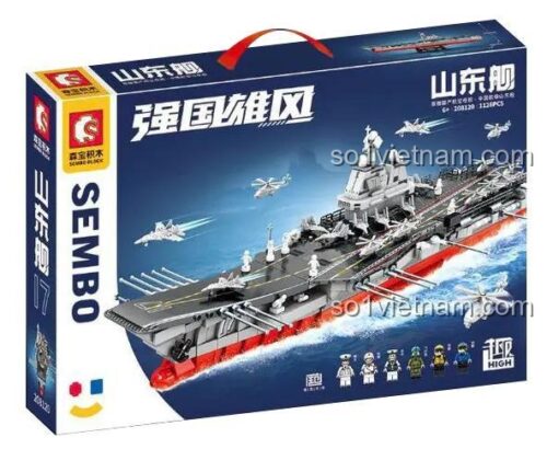 Hộp sản phẩm của bộ lắp ráp Sembo 208120 Tàu sân bay Sơn Đông, thể hiện hình ảnh chiến hạm uy nghi, là món quà tuyệt vời.