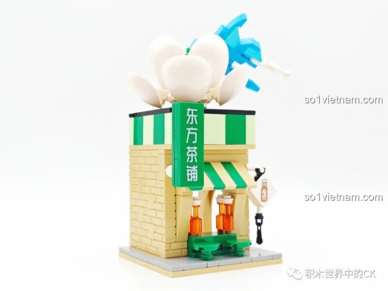 Mô hình SEMBO 301093 Oriental Leaf Trà Quế Hoa Ô Long với hoa sen và chim
