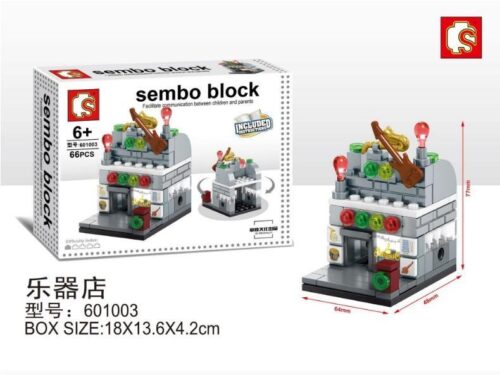 Bộ lắp ghép SEMBO 601003 Cửa hàng nhạc cụ mini, đồ chơi lắp ráp cho bé trai và bé gái 6 tuổi, giá tốt, có ảnh hộp và kích thước rõ ràng.