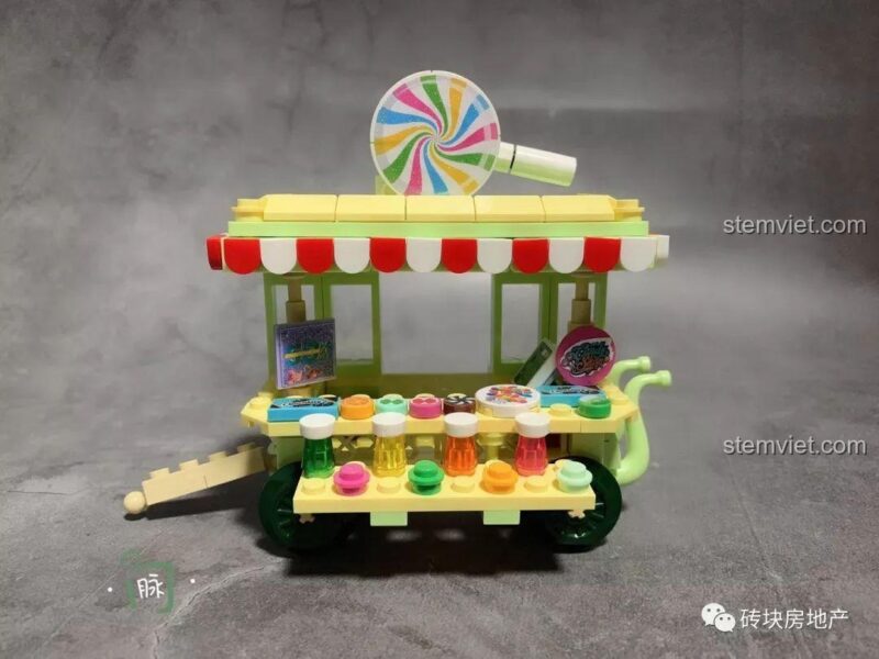 Hình ảnh thực tế đồ chơi xếp hình xe bán kẹo mút mini Sembo 601112.