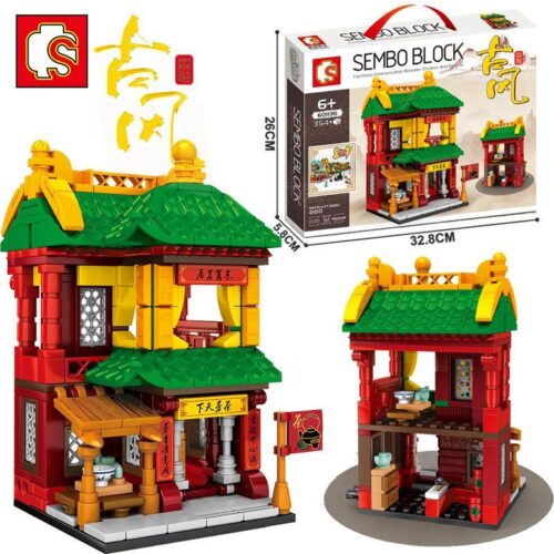 Bộ lắp ghép Quán Trà Cổ Phong SEMBO 601136, mô hình kiến trúc cổ phong 354 mảnh, đồ chơi lắp ráp cho bé trai và bé gái 6 tuổi, giá tốt.