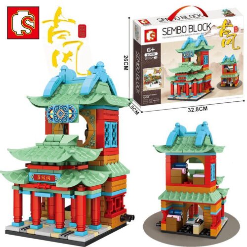 Bộ lắp ghép Cửa hàng lụa cổ phong SEMBO 601137, mô hình nhà cổ truyền thống 286 mảnh, đồ chơi xây dựng kiến trúc tinh xảo cho bé gái 6 tuổi, giá tốt.