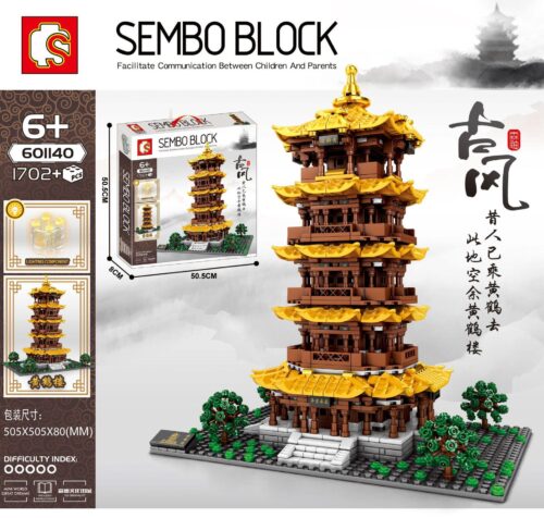 Bộ lắp ghép Hoàng Hạc Lâu SEMBO 601140 với 1702 mảnh ghép, có đèn LED, dành cho bé trai và bé gái 6 tuổi trở lên, giá tốt.