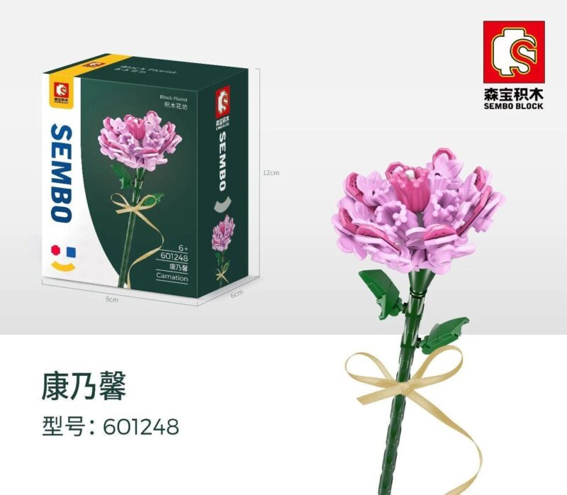 Bộ lắp ghép Hoa Cẩm Chướng SEMBO 601248, đồ chơi mô hình hoa vĩnh cửu màu hồng dịu dàng cho bé gái 6 tuổi, giá rẻ.