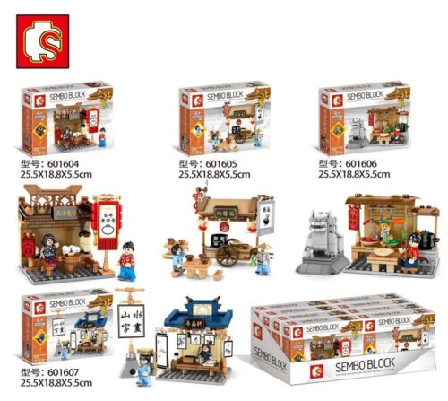 Bộ đồ chơi Cửa hàng Bánh Bao Thanh Phong SEMBO 601604, mô hình phố cổ Trung Hoa sống động, chi tiết tinh xảo, phù hợp bé trai và bé gái 6 tuổi, giá rẻ.