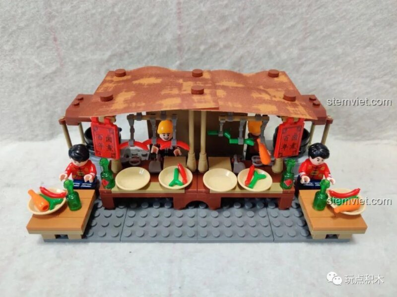 Mô hình quán ăn MOC 2 trong 1 bộ đồ chơi Sembo 601606, đồ chơi mô hình phố cổ, rèn luyện tư duy thiết kế.