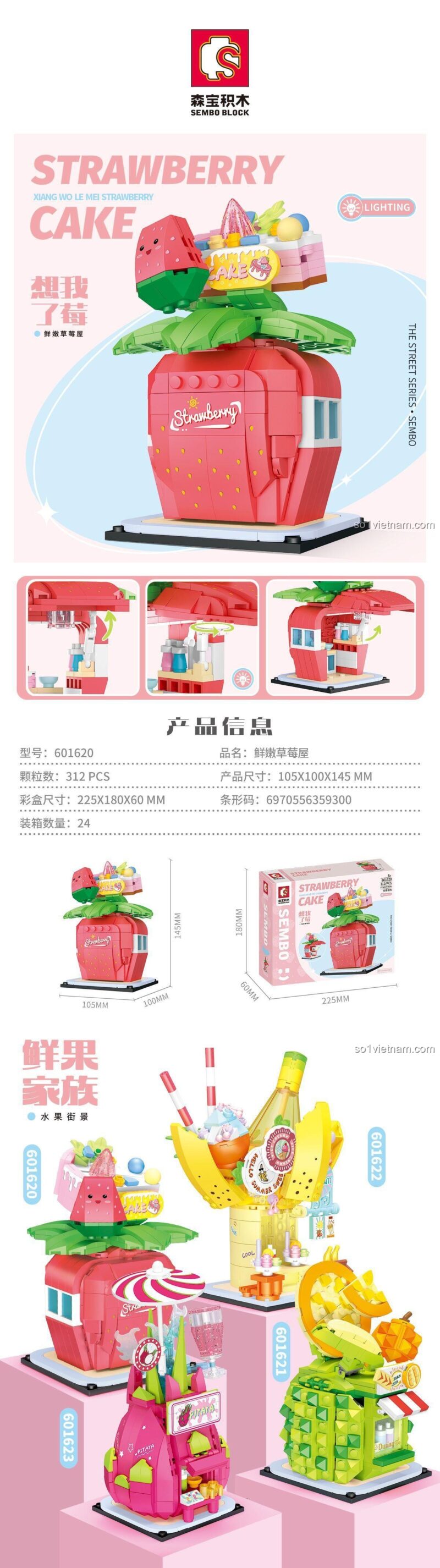 Các bộ lắp ráp dâu tây SEMBO 601620, 601621, 601622, 601623