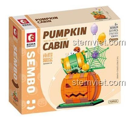 Hộp đồ chơi mô hình Bí Ngô Ma Quái SEMBO 601624, bộ lắp ghép 327 chi tiết cho bé trai và bé gái từ 6 tuổi.