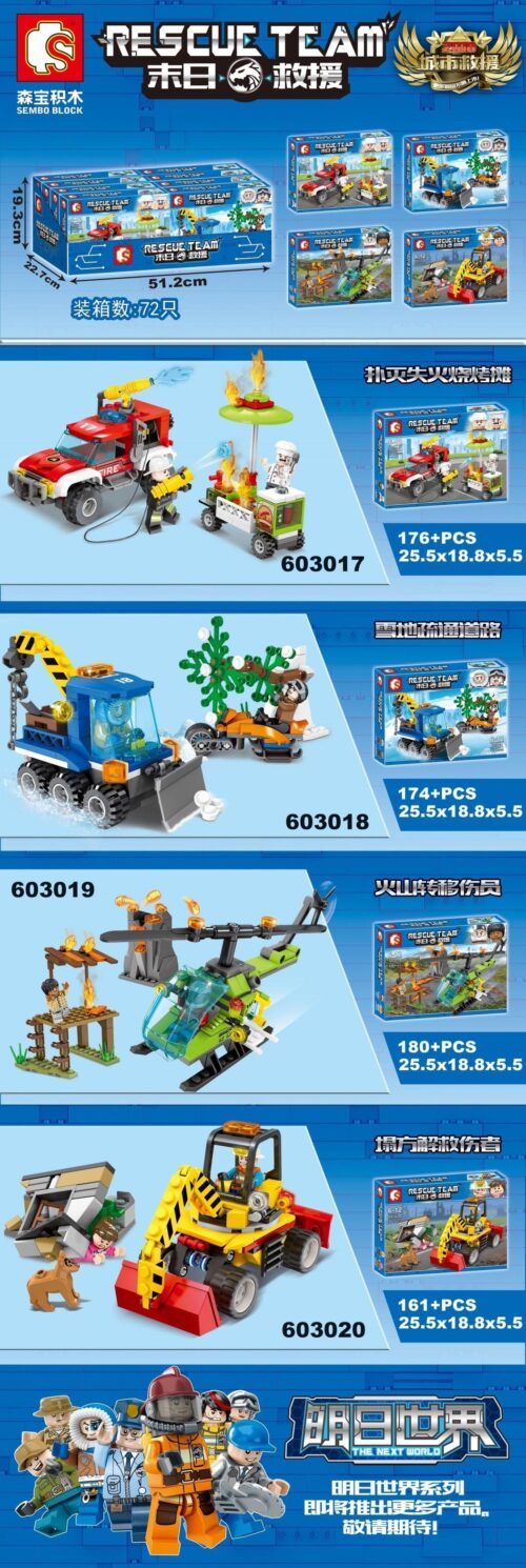 Bộ lắp ghép SEMBO 603019 Đội Cứu Hộ Núi Lửa, đồ chơi mô hình trực thăng cứu hộ cho bé trai 6-12 tuổi, giá tốt