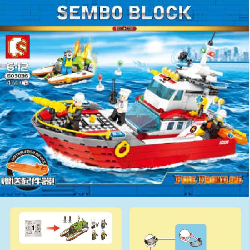 Tàu Cứu Hỏa Tiền Tuyến SEMBO 603036 sách lắp ghép SEMBO 3036 Tàu Cứu Hỏa Tiền Tuyến