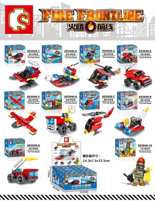 Tổng hợp hình ảnh các mẫu trong bộ lắp ráp Đội Cứu Hỏa Fire Frontline SEMBO 603046, đồ chơi xếp hình giá rẻ cho bé trai 6 tuổi.