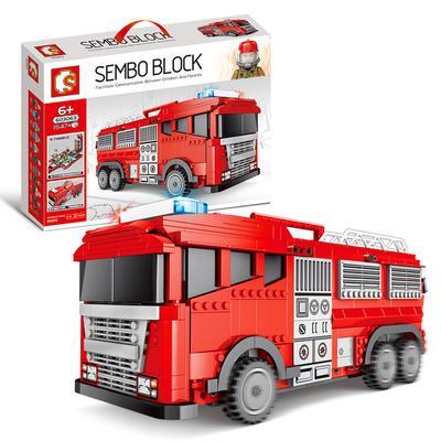 SEMBO 603063 Xe cứu hỏa thành phố bộ đồ chơi lắp ghép cho bé trai 6 tuổi