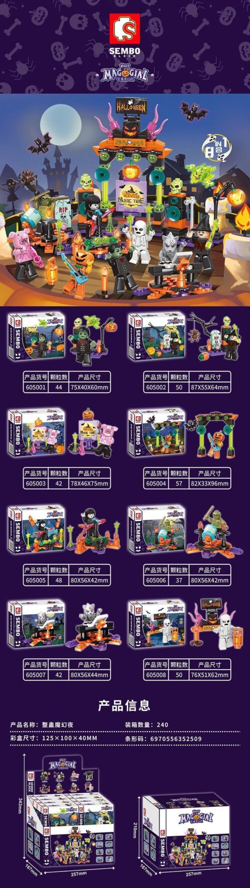Bộ lắp ghép Ban nhạc Halloween Sembo 605000, sân khấu ma quái sống động cho bé trai và bé gái 6 tuổi, giá tốt.