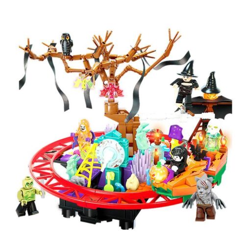 Bộ lắp ghép SEMBO 605022 Công viên xe lửa ma quái Halloween, đồ chơi lắp ráp chủ đề Halloween có đèn LED phát sáng, phù hợp cho bé trai và bé gái 6 tuổi, giá tốt.