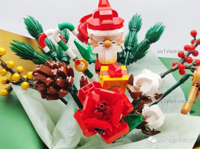 Trang trí Giáng Sinh SEMBO 5026, cận cảnh Santa và quả thông, chi tiết cao