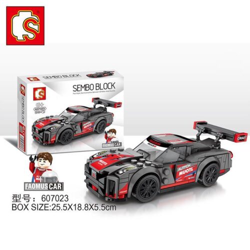 Hộp sản phẩm bộ lắp ráp Xe Đua Nissan GT-R SEMBO 607023, đồ chơi mô hình siêu xe cho bé trai 6 tuổi giá rẻ.