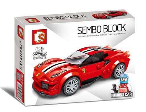 Hộp bộ lắp ráp Siêu xe Ferrari 488 Pista SEMBO 607059 màu đỏ, đồ chơi mô hình xe đua cho bé trai 6 tuổi giá tốt.