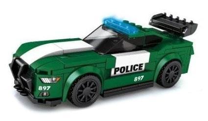 Bộ lắp ráp Sembo 607102 Xe Cảnh Sát Ford Mustang màu xanh lá, đồ chơi mô hình cho bé trai 6 tuổi, giá tốt.