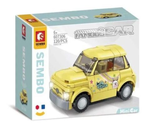 Bộ lắp ghép Sembo 607306 Xe Fiat 500 màu vàng, đồ chơi mô hình xe hơi cổ điển cho bé trai 6 tuổi, giá tốt.