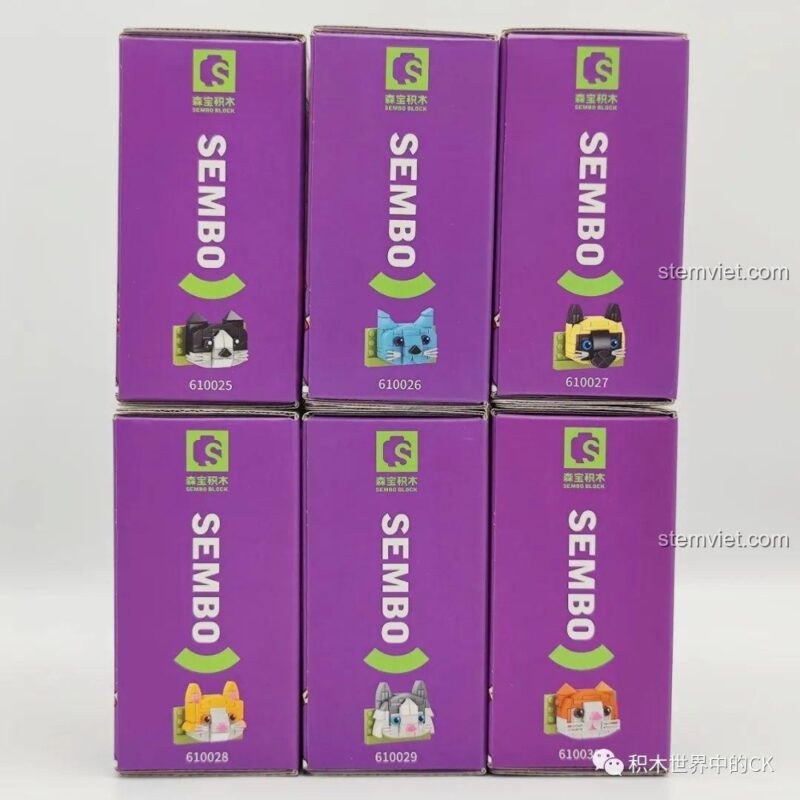 Bộ 6 hộp đồ chơi mô hình Mèo dán tủ lạnh SEMBO 610027, đồ chơi xếp hình Mô hình mèo cho bé gái 6 tuổi